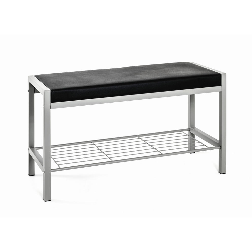 Garderobenbank Bench B: 80 Cm Gepolstert + Ablage Schwarz