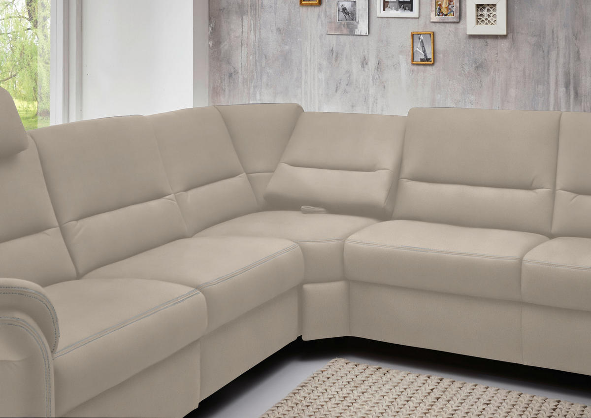 WOHNLANDSCHAFT in Mikrofaser Naturfarben  - Alufarben/Naturfarben, Konventionell, Textil/Metall (262/335/173cm) - Beldomo System