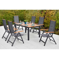 GARTENTISCHGRUPPE  - Graphitfarben/Naturfarben, KONVENTIONELL, Textil/Metall - Gardenson