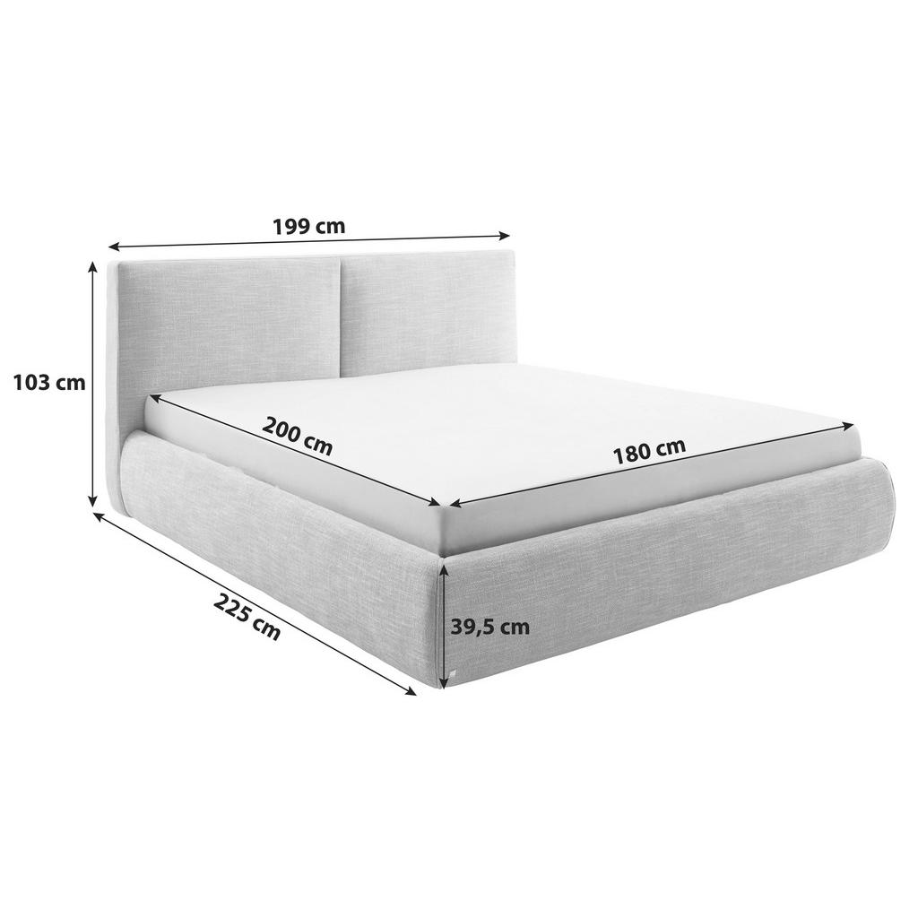 Thumbnail - Livetastic Polsterbett Atesio, Hellgrau, Textil, 180x200 cm, Reach, Schlafzimmer, Betten, Polsterbetten