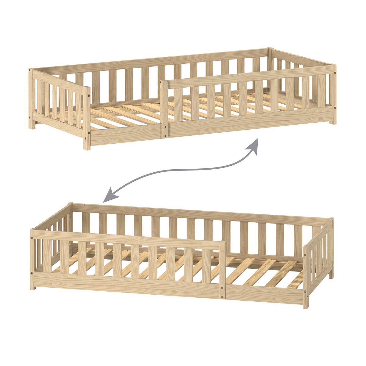 BODENBETT. 90/200 cm  in Naturfarben  - Naturfarben, MODERN, Holz/Holzwerkstoff (90/200cm) - P & B