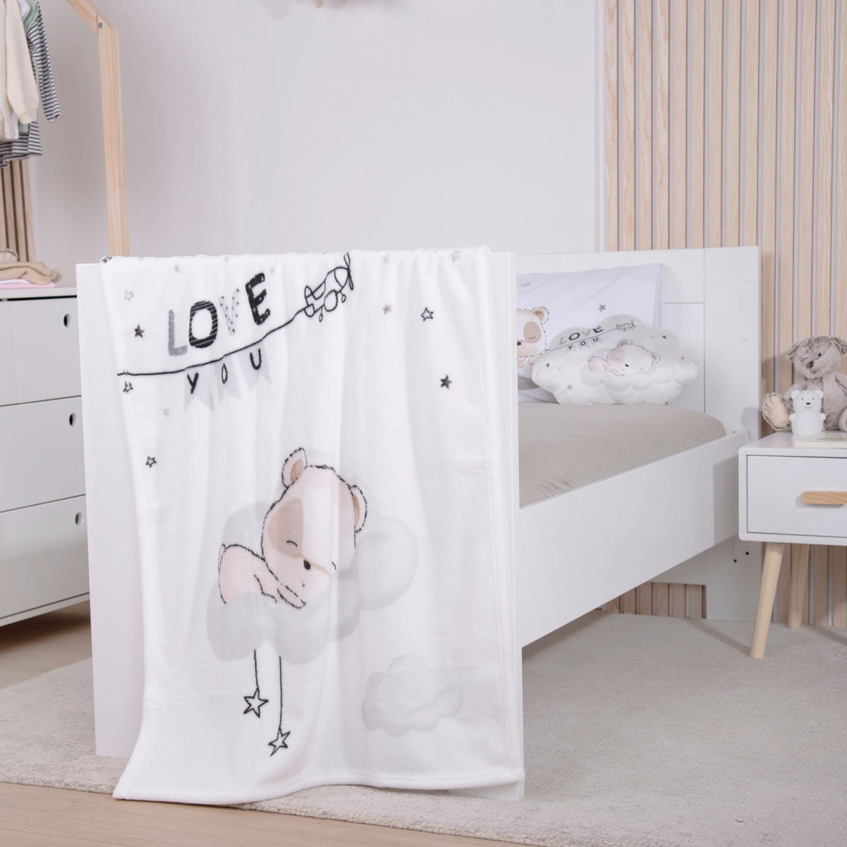 BABYDECKE Sleeping little bear 75/100 cm  - Multicolor/Weiß, Basics, Textil (75/100cm) - baby best