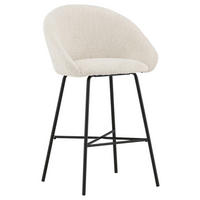 BARHOCKER-SET Teddystoff Schwarz, Weiß Stahl  - Schwarz/Weiß, Design, Textil/Metall (59/96/54cm) - Livetastic