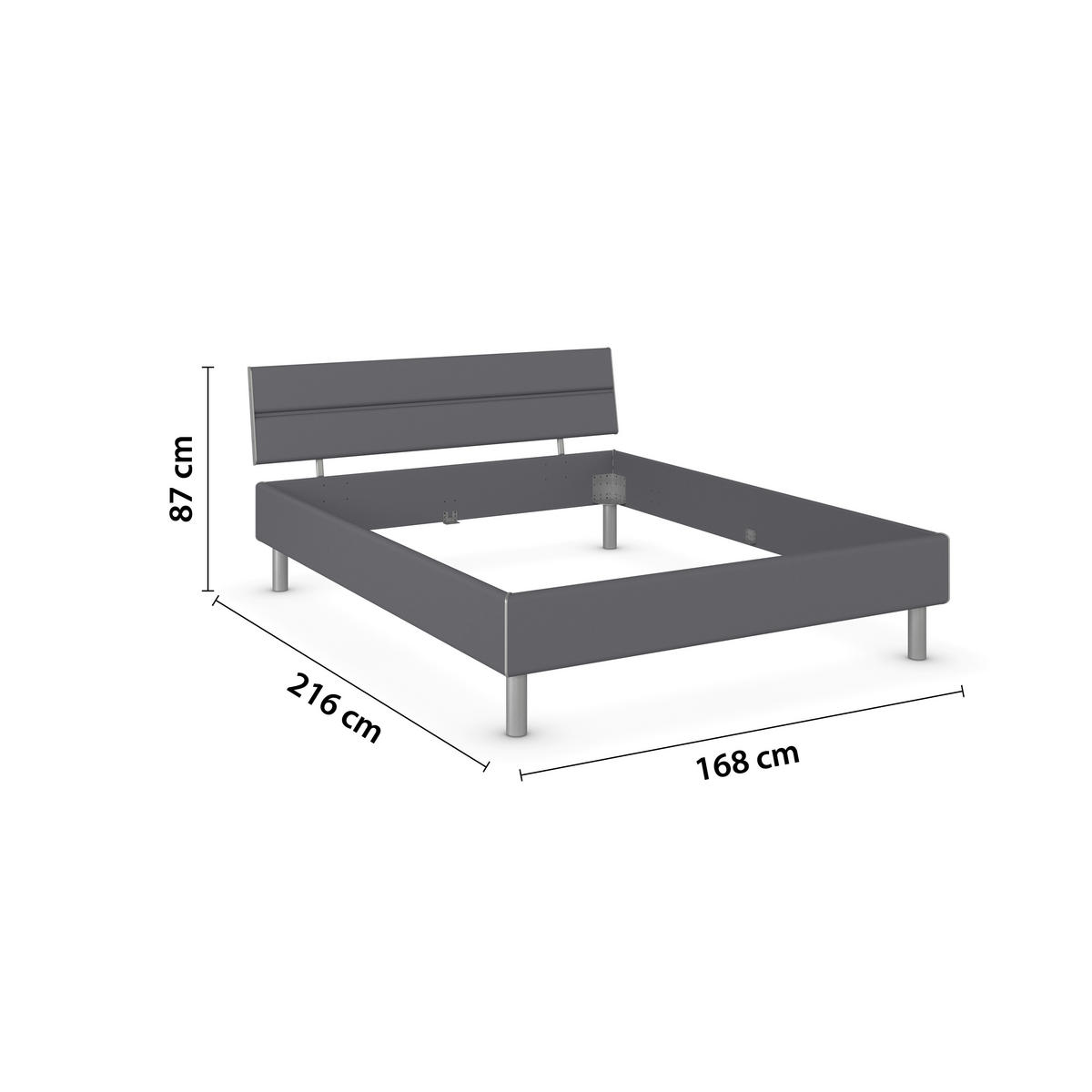 BETT 160/200 cm,  in Grau,  - Alufarben/Grau, Design, Metall (160/200cm) - Carryhome