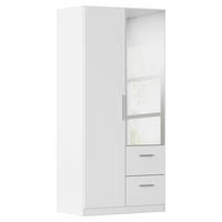 DREHTÜRENSCHRANK 91/197/54 cm,  in Weiß, 2-türig  - Alufarben/Weiß, KONVENTIONELL, Glas/Holzwerkstoff (91/197/54cm) - home24