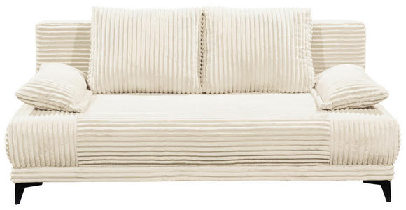 SCHLAFSOFA Cord Weiß Rückenkissen, Armlehnenkissen, Bettkasten, Schlaffunktion, Rücken echt, Liegefläche im Originalstoff  - Schwarz/Weiß, KONVENTIONELL, Kunststoff/Textil (211/96/105cm) - Carryhome