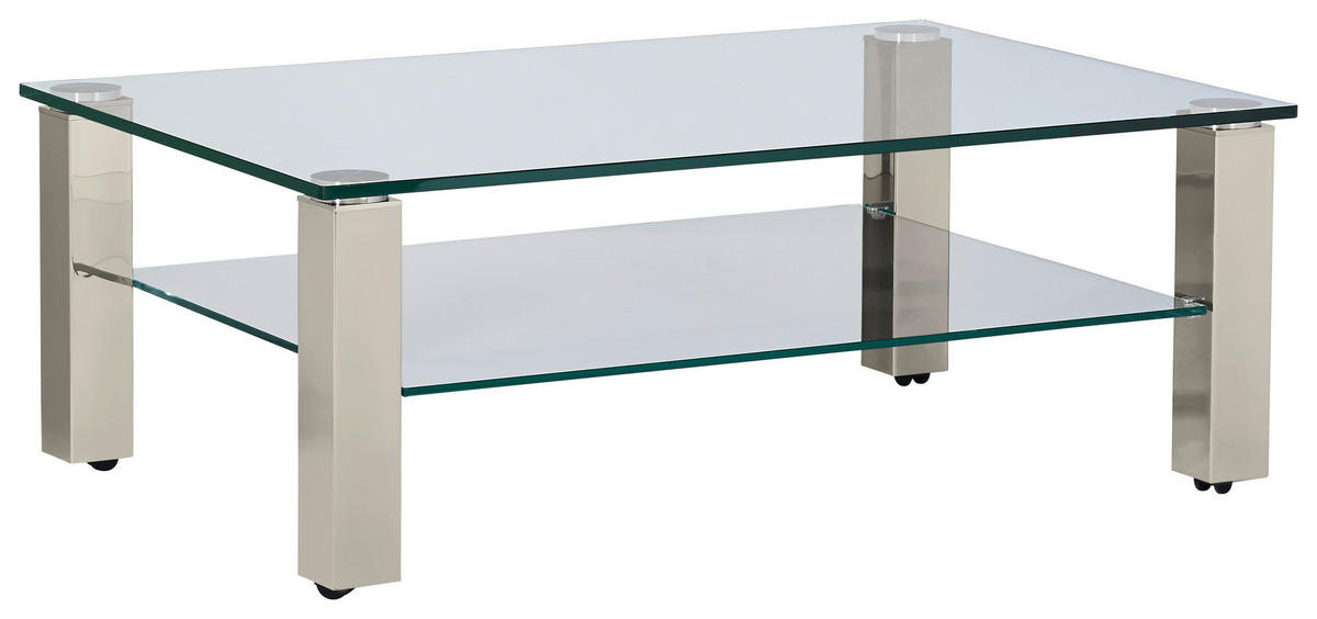 COUCHTISCH in Metall, Glas 110/70/42,5 cm  - Grau, Design, Glas/Kunststoff (110/70/42,5cm)
