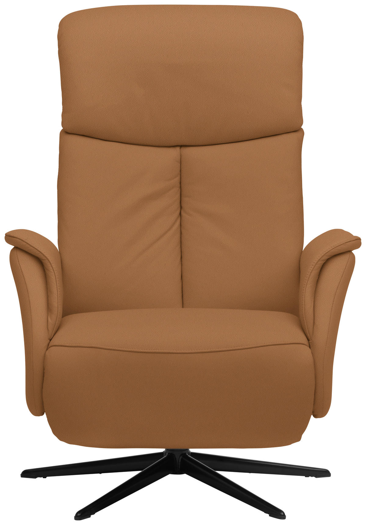 RELAXSESSEL in Leder Cognac  - Cognac/Schwarz, Design, Leder/Metall (78/106/88cm) - Welnova