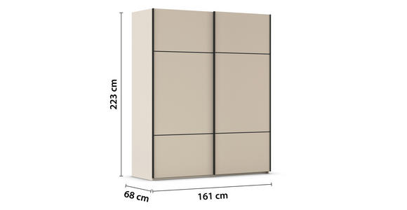 SCHWEBETÜRENSCHRANK 162/223/68 cm 2-türig Champagner - Champagner/Schwarz, KONVENTIONELL, Holzwerkstoff/Metall (162/223/68cm) - Novel