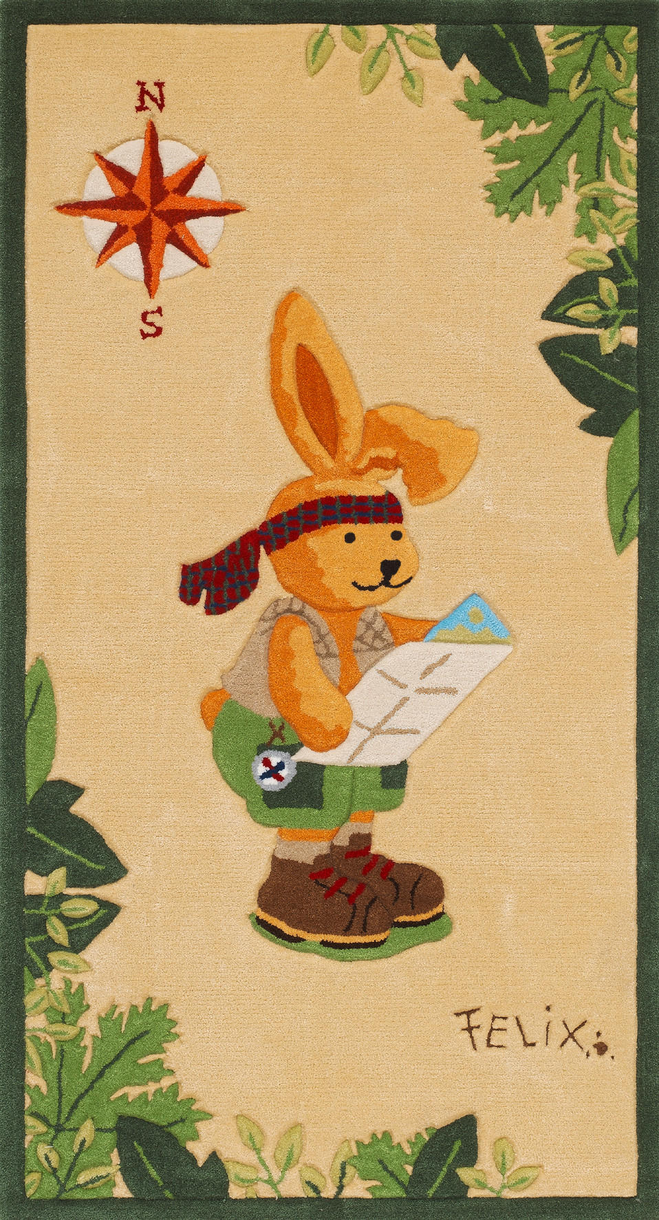 Kinderteppich Felix Der Hase Creme/grün 110x170 Cm