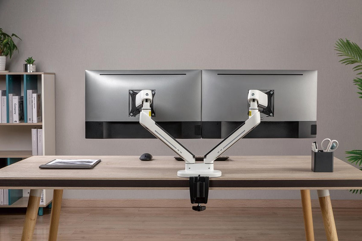 MONITOR-HALTERUNG Metall, Kunststoff Weiß  - Weiß, Design, Kunststoff/Metall (105/62,2/15,2cm) - Boxxx