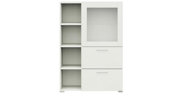 VITRINE  in Weiß  - Edelstahlfarben/Weiß, Design, Glas/Holzwerkstoff (100/143,3/41,9cm) - Cantus