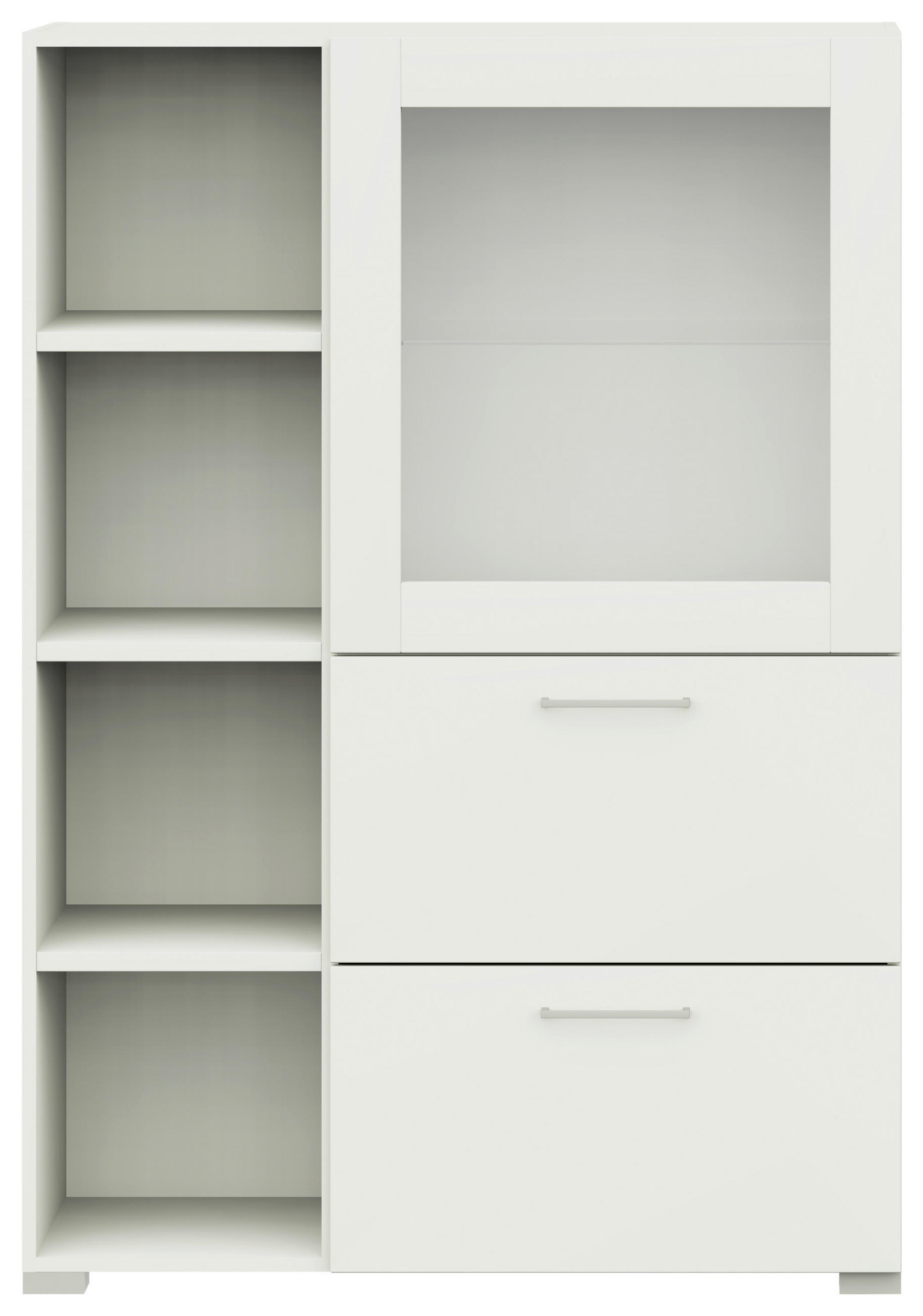 VITRINE in Weiss  - Weiss/Edelstahlfarben, Design, Glas/Holzwerkstoff (100/143,3/41,9cm) - Cantus