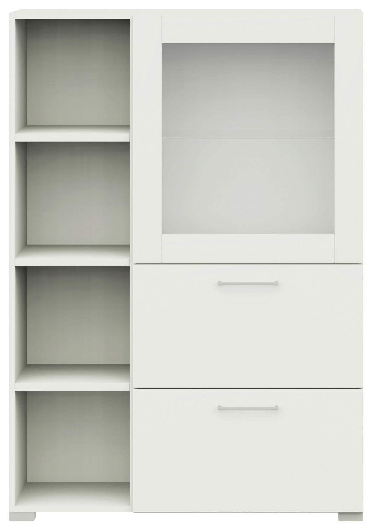 VITRINE in Weiß  - Edelstahlfarben/Weiß, Design, Glas/Holzwerkstoff (100/143,3/41,9cm) - Cantus