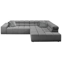 ECKSOFA Grau Feincord  - Schwarz/Grau, Design, Kunststoff/Textil (319/215cm) - Hom`in