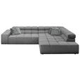 ECKSOFA in Feincord Grau  - Schwarz/Grau, Design, Kunststoff/Textil (319/215cm) - Hom`in