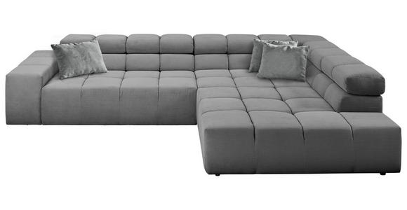 ECKSOFA in Feincord Grau  - Schwarz/Grau, Design, Kunststoff/Textil (319/215cm) - Hom`in