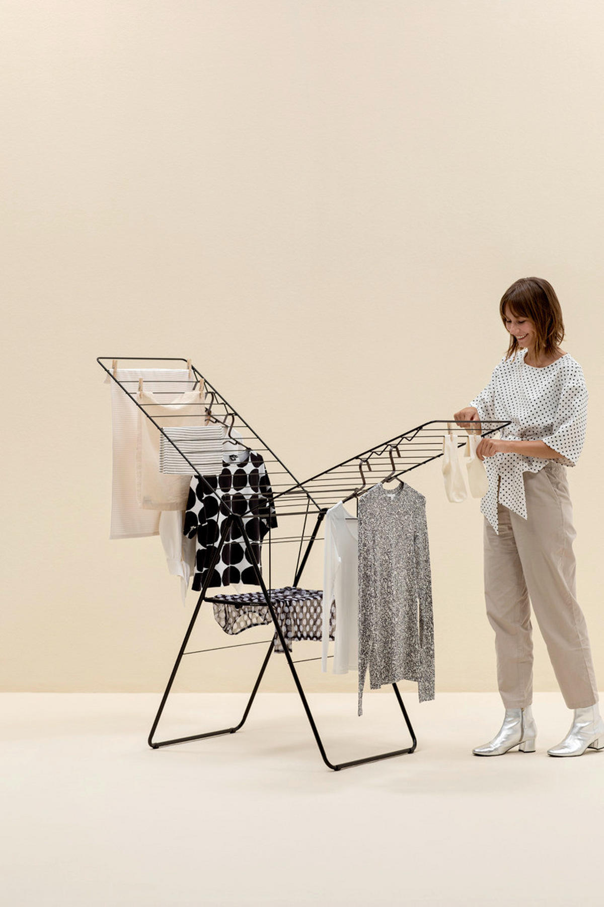 STANDTROCKNER  - Schwarz, Basics, Metall (59.2/98.4/5cm) - Brabantia