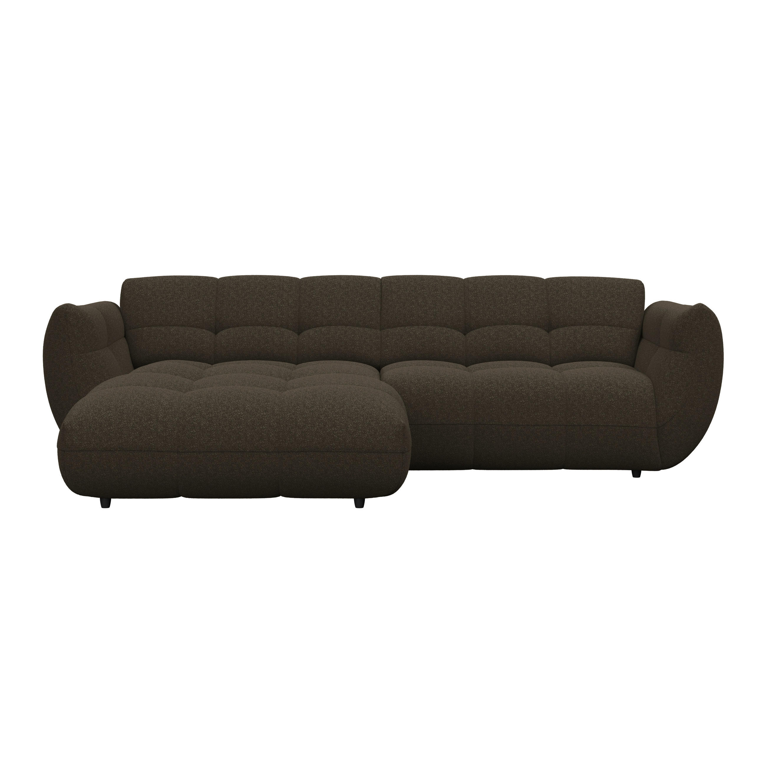 ECKSOFA Dunkelbraun Chenille  - Dunkelgrün/Dunkelbraun, Trend, Kunststoff/Textil (178/280cm) - MID.YOU