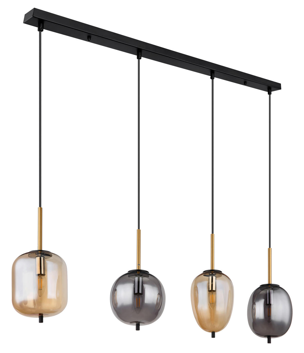 VISEČA SVETILKA  Blacky   110/18,5/120 cm         E14 - črna/barve medenine, Design, kovina/steklo (110/18,5/120cm) - Globo