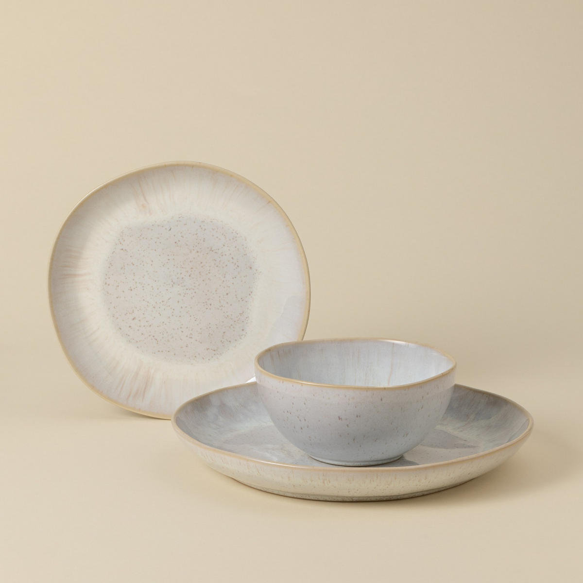 KOMBISERVICE Creme, Weiß Hochglanz EIVISSA 12-teilig 4 Personen  - Weiß Hochglanz/Creme, Basics, Keramik - Costa Nova