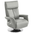 RELAXSESSEL in Leder Silberfarben  - Edelstahlfarben/Silberfarben, Design, Leder/Metall (78/112/85cm) - Cantus