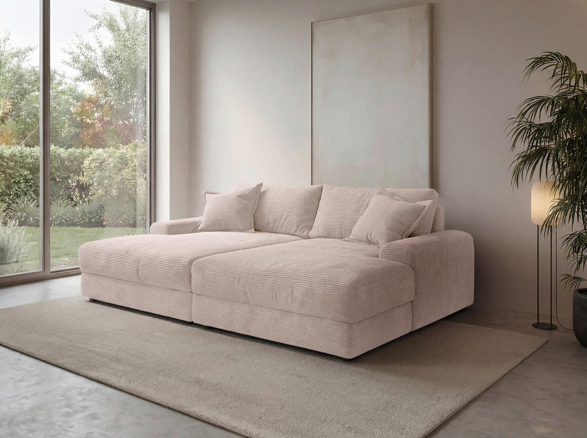 BIGSOFA Cord Rosa  - Schwarz/Rosa, MODERN, Kunststoff/Textil (234/93/190cm) - Carryhome