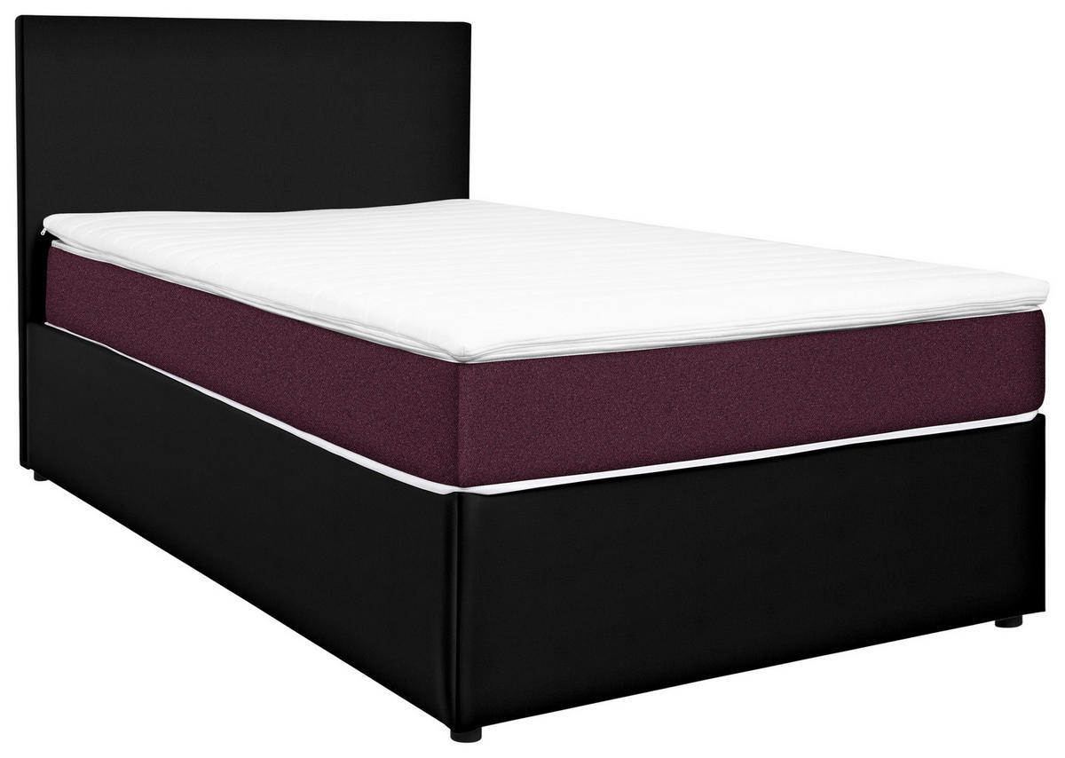 BOXBETT 140/200 cm  in Schwarz, Brombeere  - Brombeere/Schwarz, KONVENTIONELL, Holz/Holzwerkstoff (140/200cm) - MID.YOU