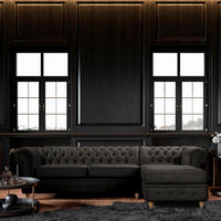 ECKSOFA Laura in Mikrofaser Anthrazit  284/182 cm  - Anthrazit/Braun, Design, Holz/Textil (284/182cm) - P & B