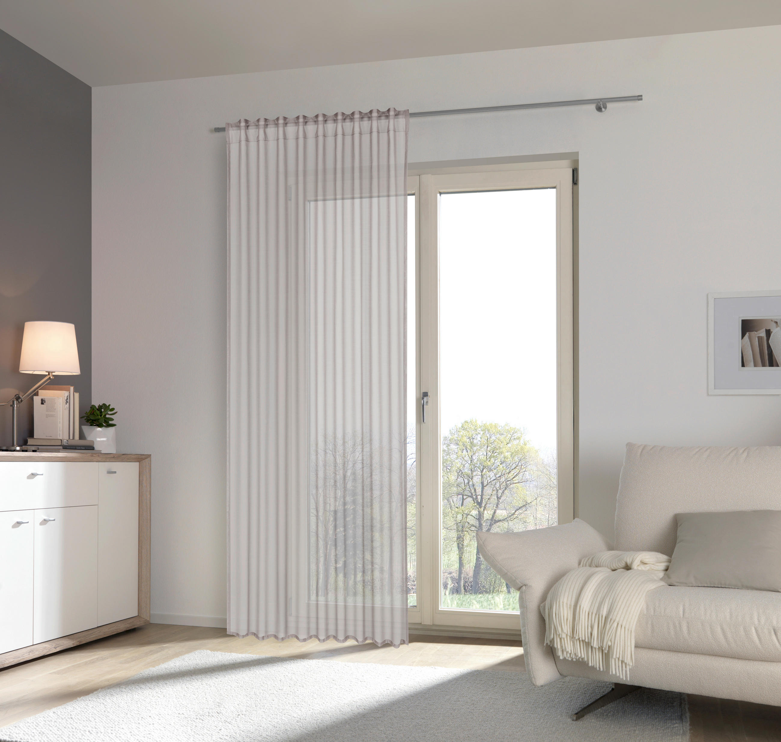 FERTIGVORHANG  transparent  140/245 cm   - Beige, KONVENTIONELL, Textil (140/245cm) - Esposa