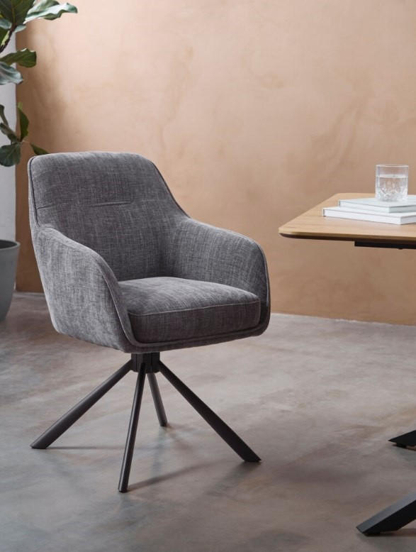 SNURRSTOL  i chenille svart, mörkgrå  - mörkgrå/svart, Design, metall/textil (59/87/65cm) - Niels Andersson