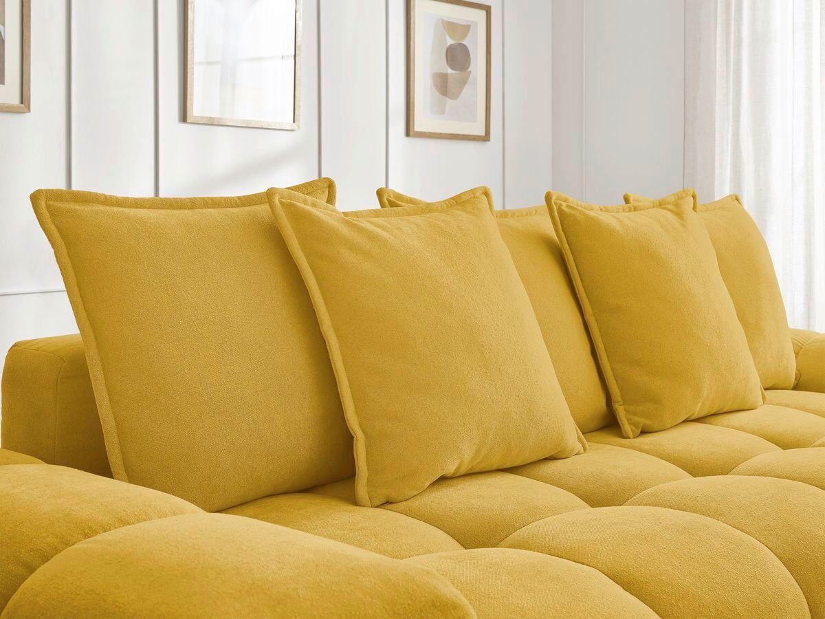 SCHLAFSOFA EVEREST  mit Rücken echt, Armteil links, Armteil rechts Struktur Gelb  - Gelb/Schwarz, MODERN, Kunststoff/Textil (278/115/90cm)