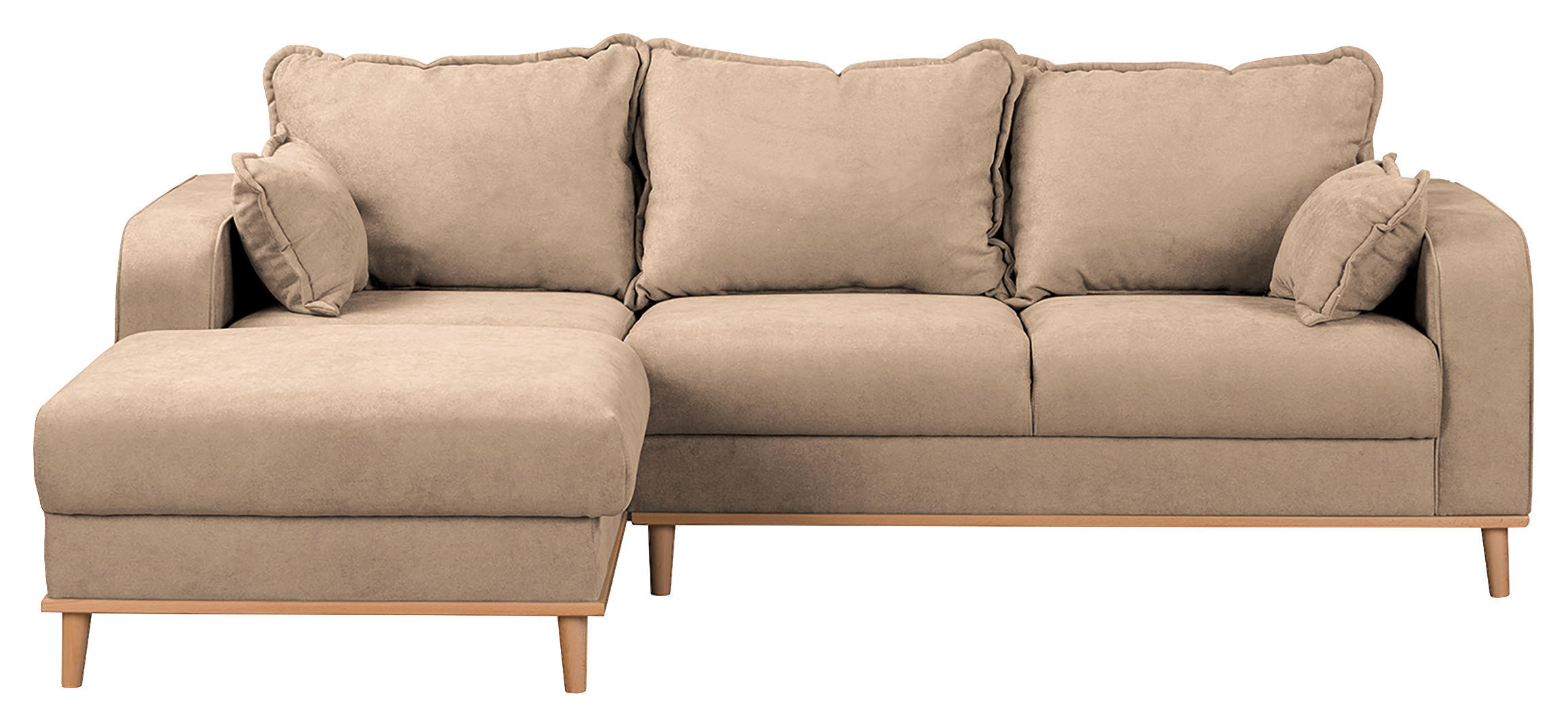 ECKSOFA Beata Beige Mikrofaser  - Wengefarben/Beige, Design, Holz/Textil (150/230cm) - Livetastic