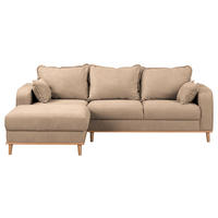 ECKSOFA Mikrofaser Beige  - Wengefarben/Beige, Design, Holz/Textil (150/230cm) - Livetastic