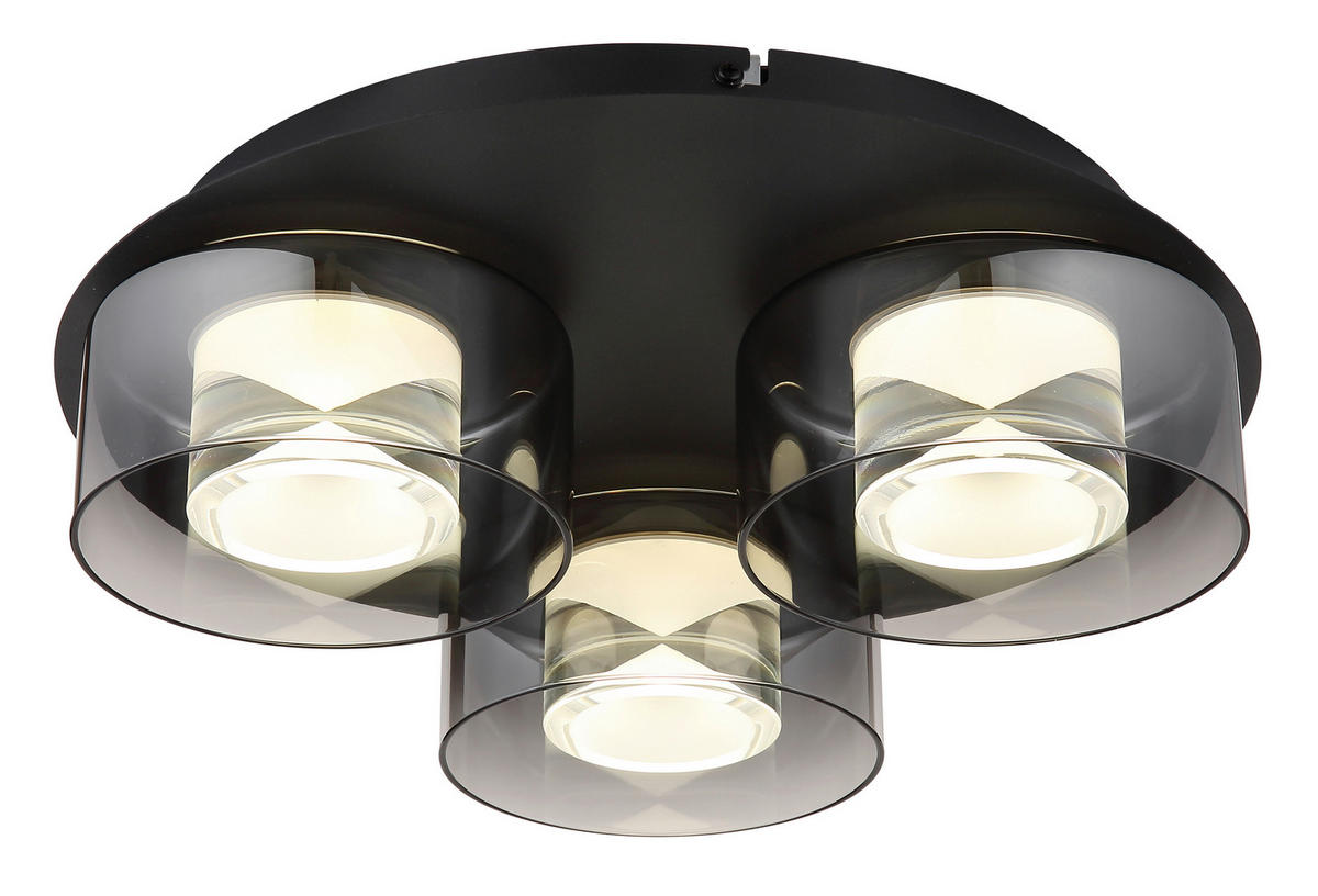 DECKENLEUCHTE 18 W  38/11,5 cm    - Klar/Schwarz, Design, Glas/Kunststoff (38/11,5cm) - Collet's Monde