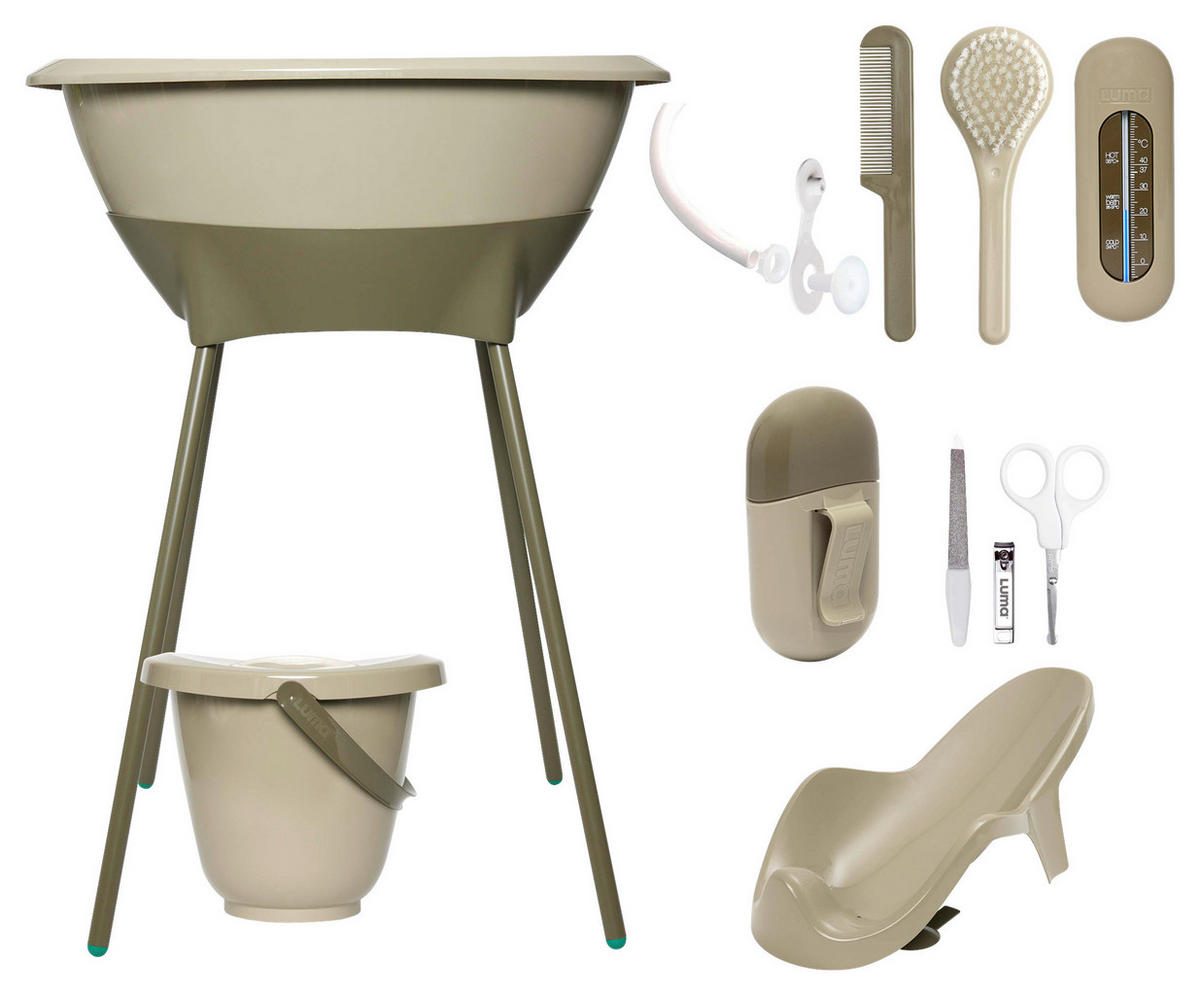 SET ZA KUPANJE BEBE  LUMA  - maslinasto zelena, Basics, plastika (79,5/40/46cm) - Bebe Jou