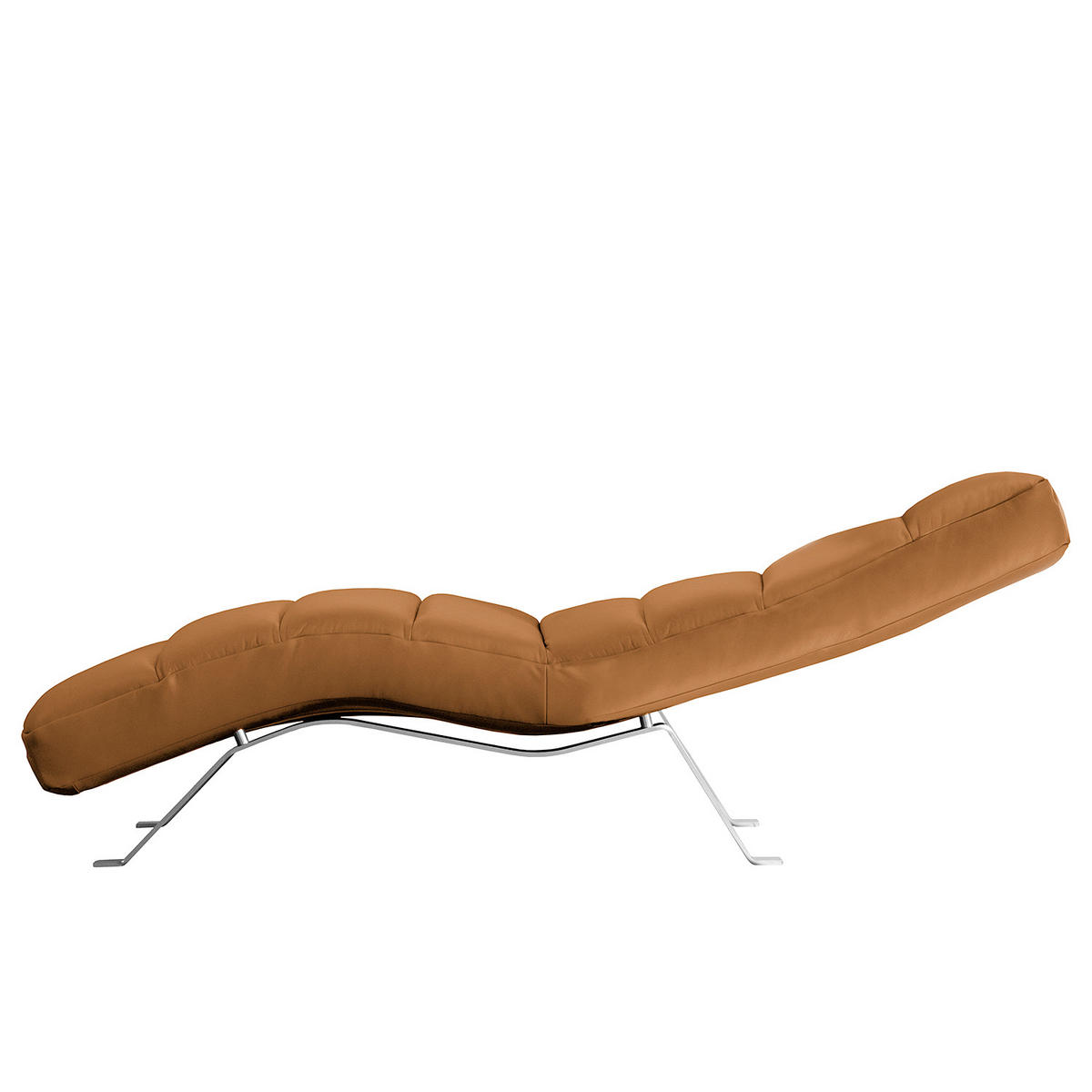 RELAXLIEGE in Echtleder Cognac  - Cognac/Silberfarben, Design, Leder/Metall (65/65-95/171cm) - Livetastic