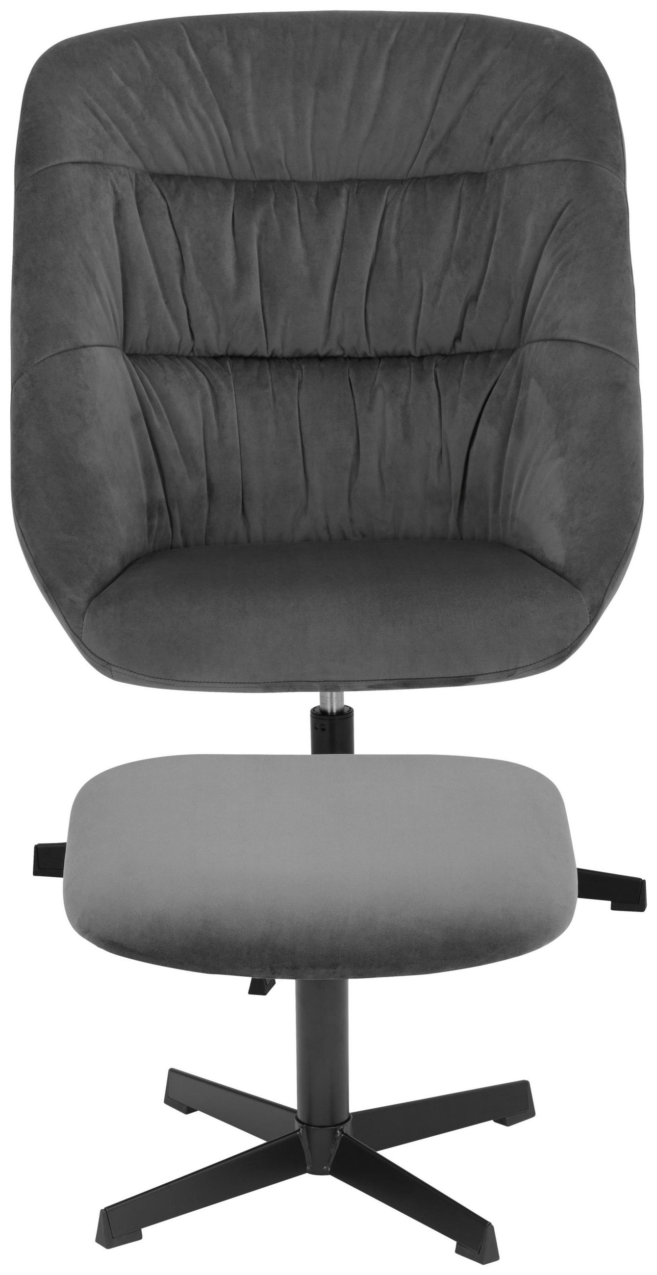 SESSELSET Samt Hocker - Schwarz/Grau, MODERN, Textil/Metall (70/97/75cm) - MID.YOU