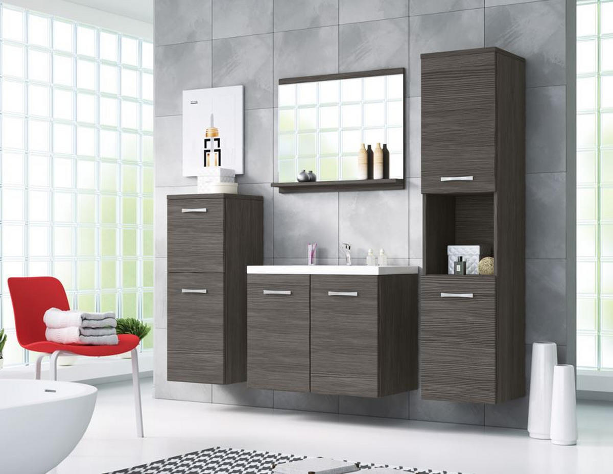 BADEZIMMER 5-teilig  in 120 cm  - Eiche dunkel/Eichefarben, LIFESTYLE, Keramik/Holzwerkstoff (120cm) - P & B