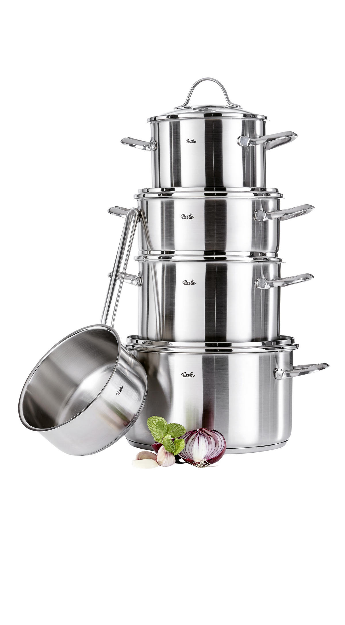 SET POSOD Palermo  - srebrne barve, Basics, kovina/steklo - Fissler