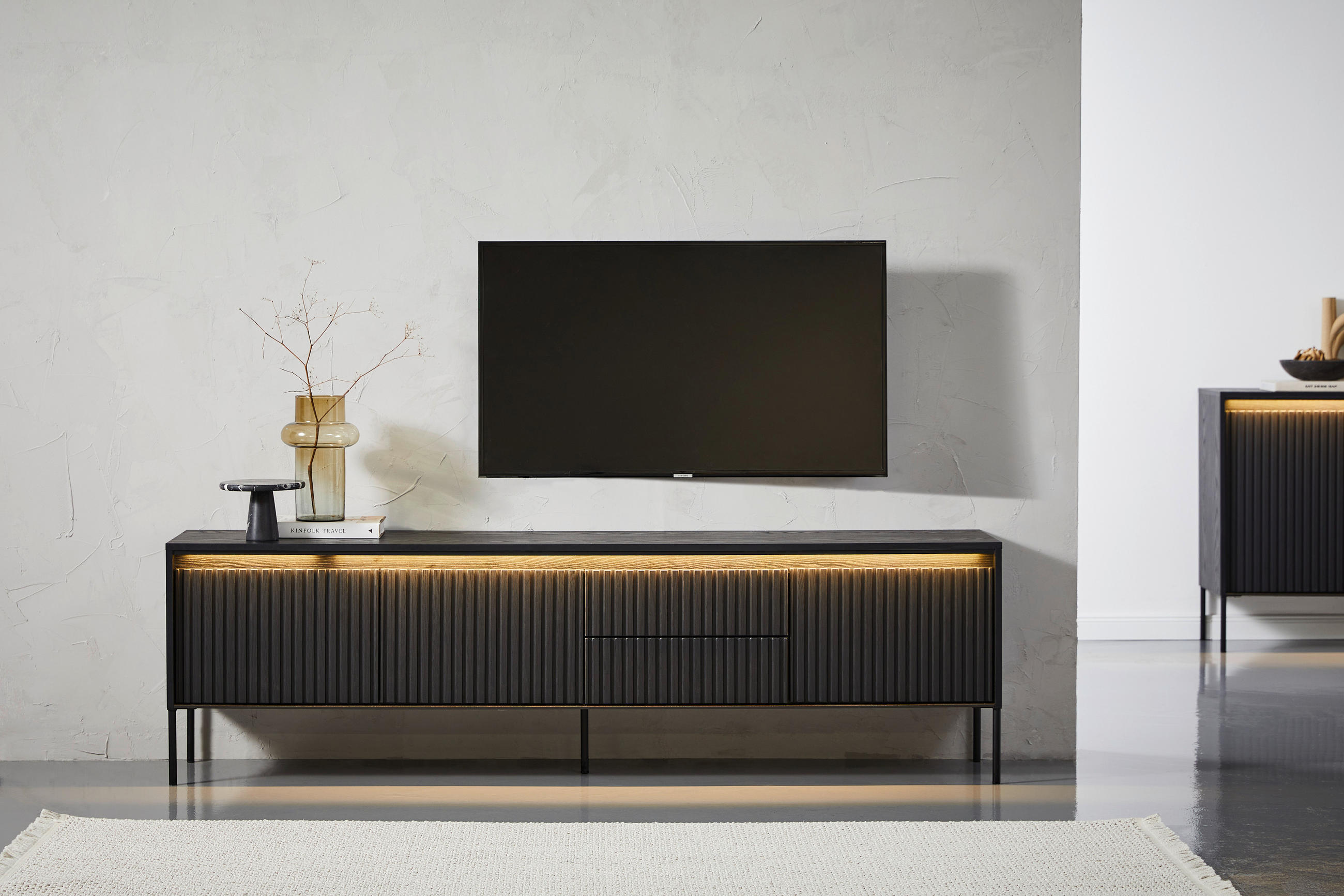 LOWBOARD  in 192/56/40 cm  - Schwarz, Design, Holzwerkstoff (192/56/40cm) - Hom`in