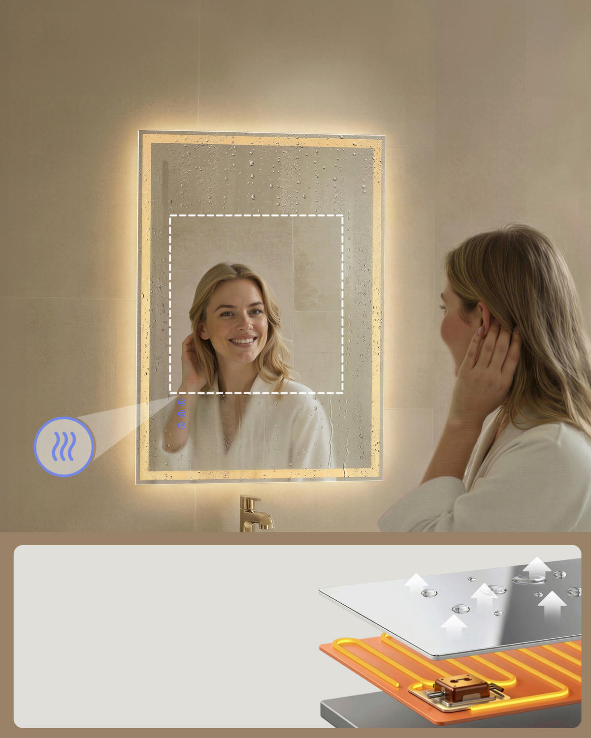 BADEZIMMERSPIEGEL 50,7/70,7/2,4 cm  - Weiß, Trend, Glas/Kunststoff (50,7/70,7/2,4cm) - Boxxx