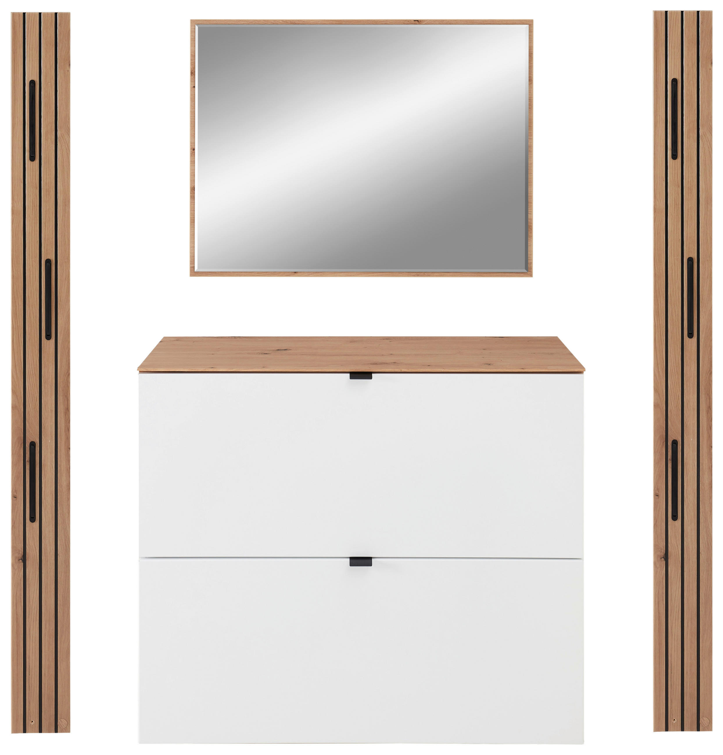 Voleo Garderobe Weiß, Eiche Artisan 165x179x37 cm