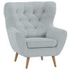 FAUTEUIL À OREILLES in Cord Hellgrau  - Eichefarben/Hellgrau, Design, Holz/Textil (87/101/95cm) - Stylife
