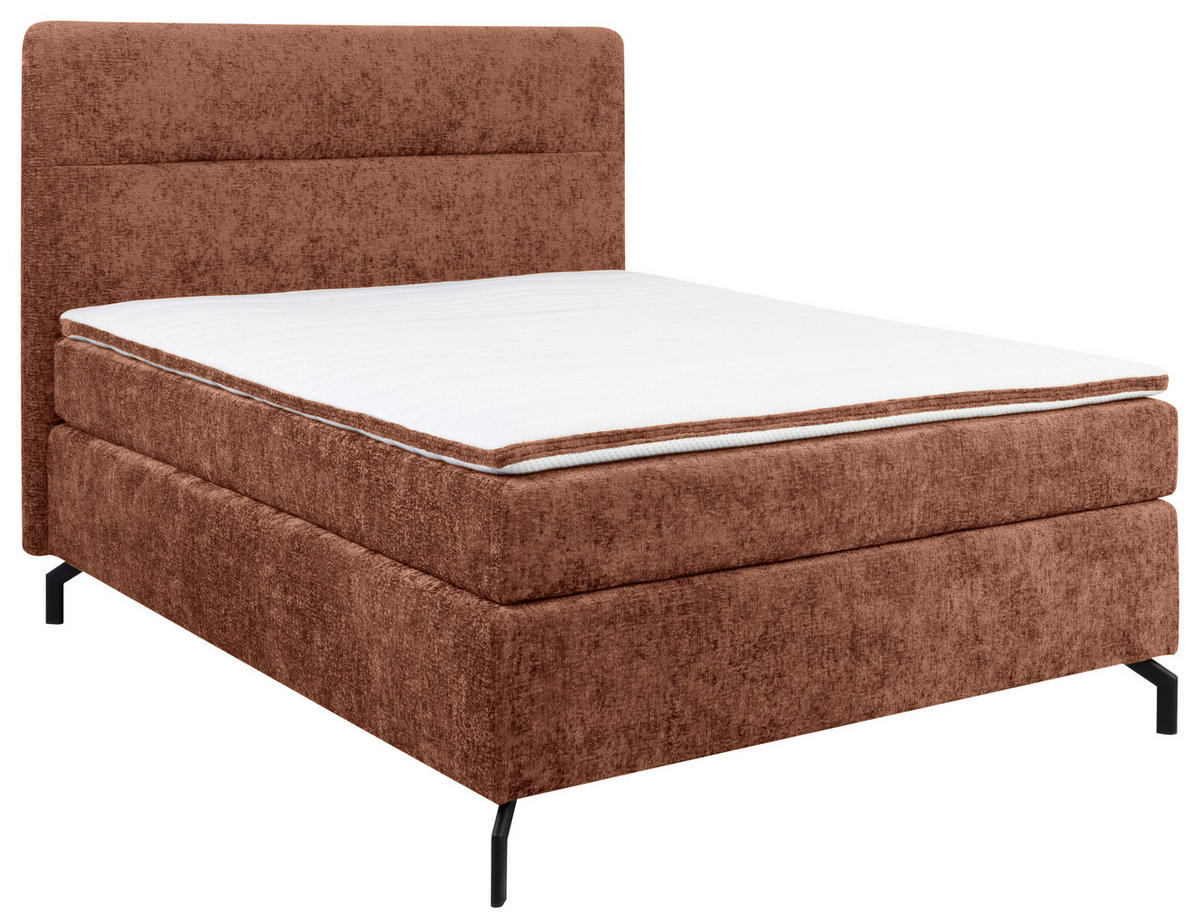 BOXSPRINGBETT 140/200 cm  in Rotbraun  - Rotbraun/Schwarz, Design, Textil/Metall (140/200cm) - Esposa