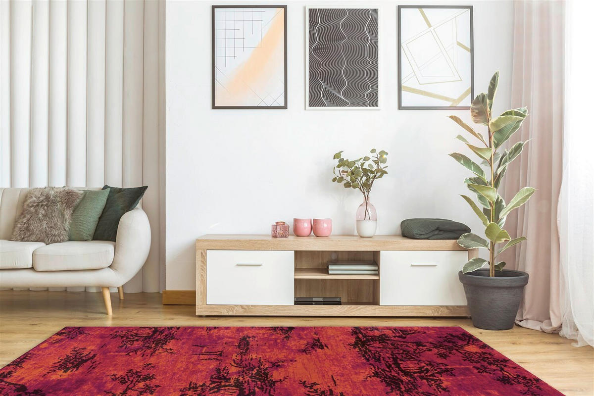 FLACHWEBETEPPICH  Wohnzimmer 120/180 cm Rot rechteckig  - Rot, Basics, Textil (120/180cm) - Kayoom