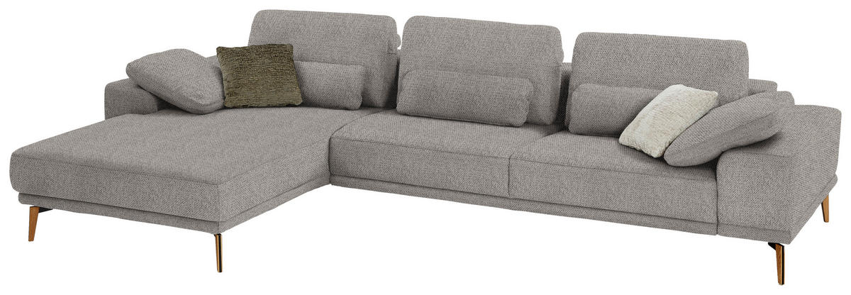 ECKSOFA in Flachgewebe Braun  - Wildeiche/Braun, Design, Holz/Textil (193/334cm) - Niels Andersson