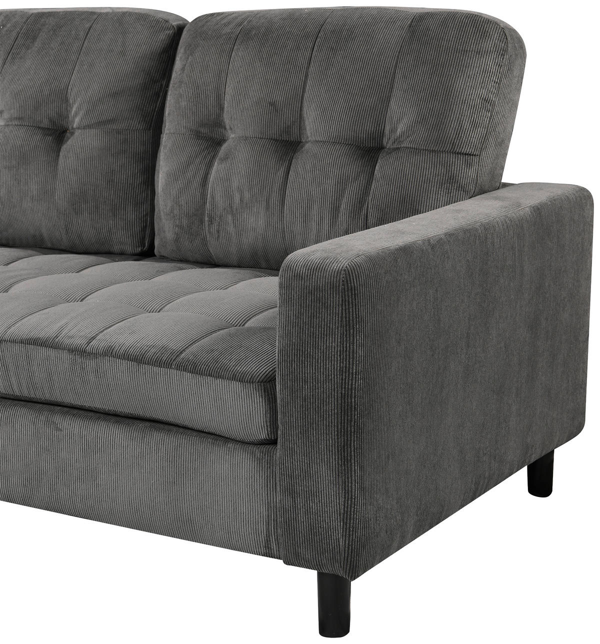 ECKSOFA ARDEN Grau Struktur Rückenkissen  - Schwarz/Grau, Design, Kunststoff/Textil (231/153cm) - MID.YOU
