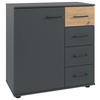 KOMMODE 81/83/41 cm  in Graphitfarben, Eiche Artisan  - Schwarz/Graphitfarben, Konventionell, Holzwerkstoff/Kunststoff (81/83/41cm) - Carryhome