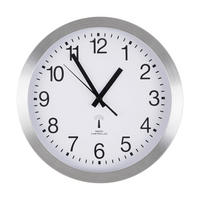 STENSKA URA  srebrne barve, bela 30 cm  - srebrne barve/bela, Basics, kovina/umetna masa (30cm) - Ambia Home